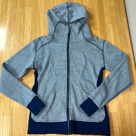 Lululemon Size 8 On The Daily Hoodie Full Zip Jacket Heathered Poseidon - Picture 7 of 16
